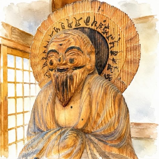 韋駄天像/江戸時代/文化13年/仏像/木製/厨子付/名品 ◎野遊5 猪に乗っ