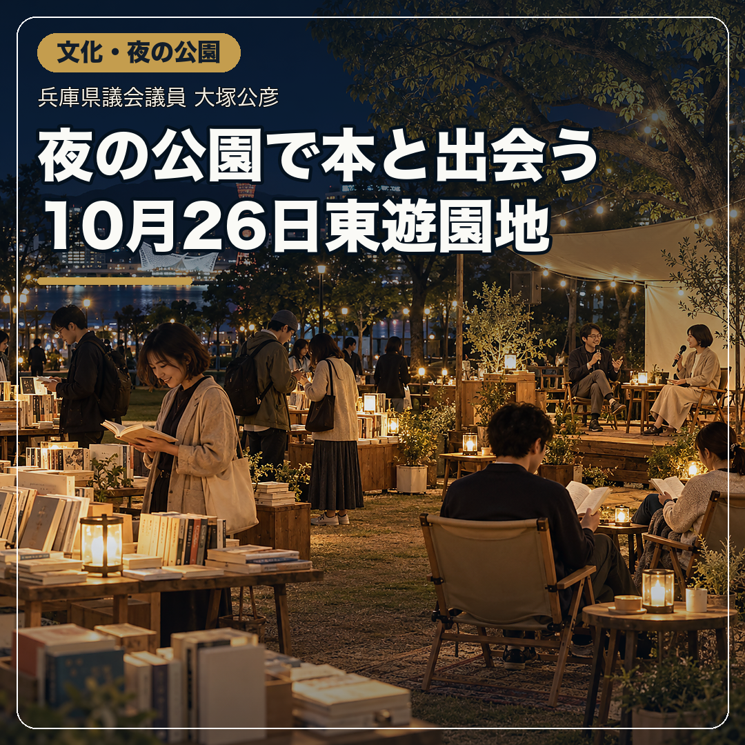 【注目】10月26日 夜の東遊園地で本と出会う一日【神戸市北区】兵庫県議会議員 大塚公彦 - おおつか公彦（オオツカキミヒコ） ｜ 選挙ドットコム