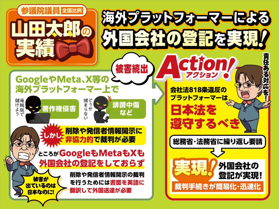 プラットフォーマーへの規律強化 - 山田太郎（ヤマダタロウ