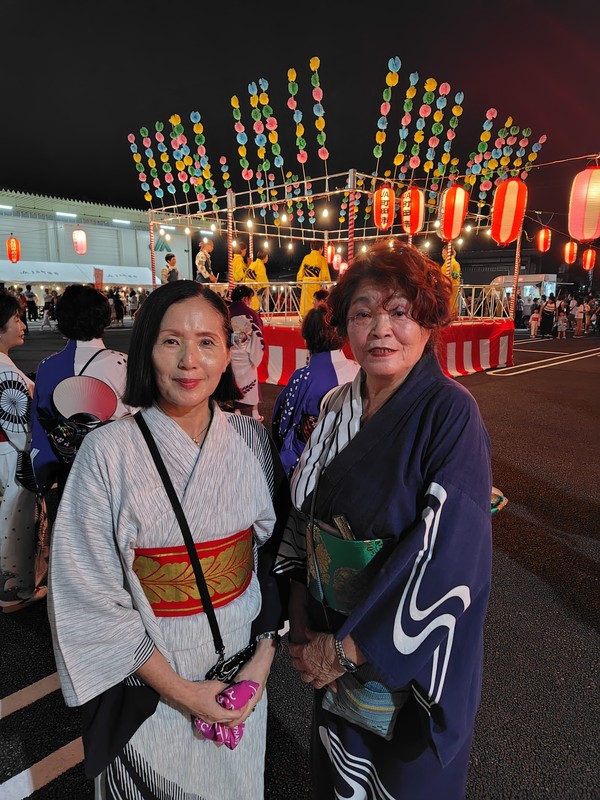 22日、JA町田市忠生地区女性部主催で盆踊りに浴衣を着付けして参加