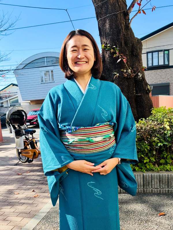 ターコイズブルーのお着物をGETしました…✨✨✨長襦袢はお茄子🍆の柄