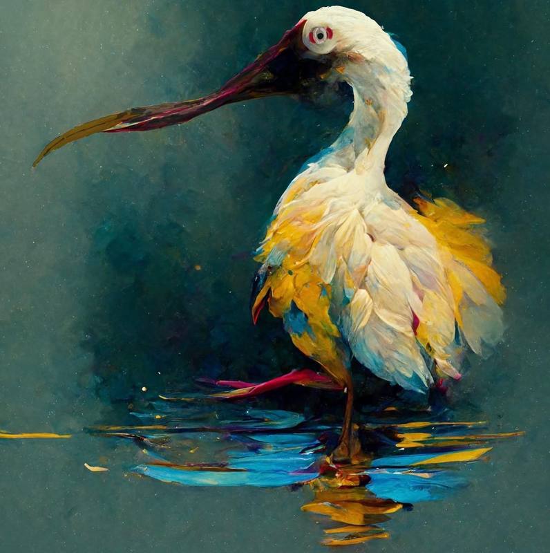 3羽のコウノトリ 水彩画風 アート コウノトリの絵をAIを利用して作ってみましたピクサー風ピカソ風